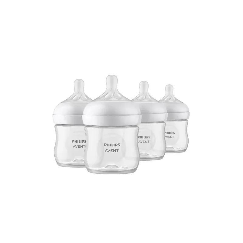 Philips Avent Natural Baby Bottles in a Four-Pack of 4-Ounce Sizes for Small Feedings at Home or Away