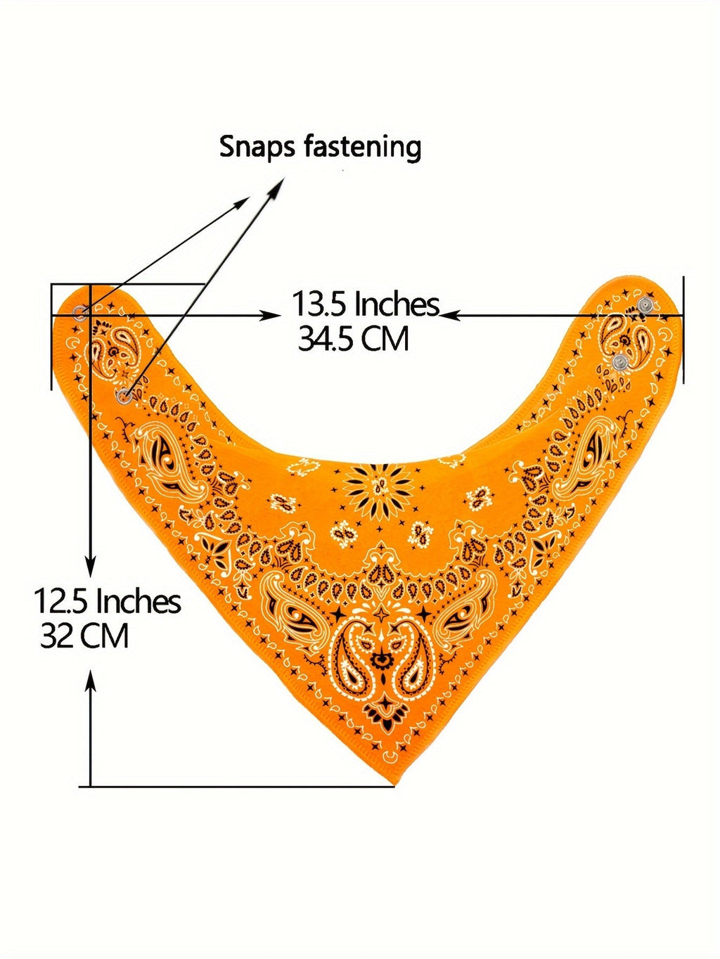Baby Bib Ten-Pack in Colorful Paisley Bandana Designs with Adjustable Snaps and an Absorbent Fleece Back