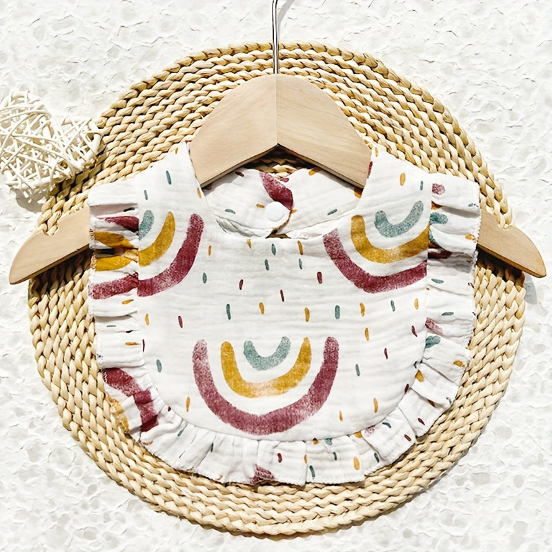 Baby Bibs in a Ten-Piece Mix of Solid Colors and Playful Prints with Ruffled Edges and Snap Closures