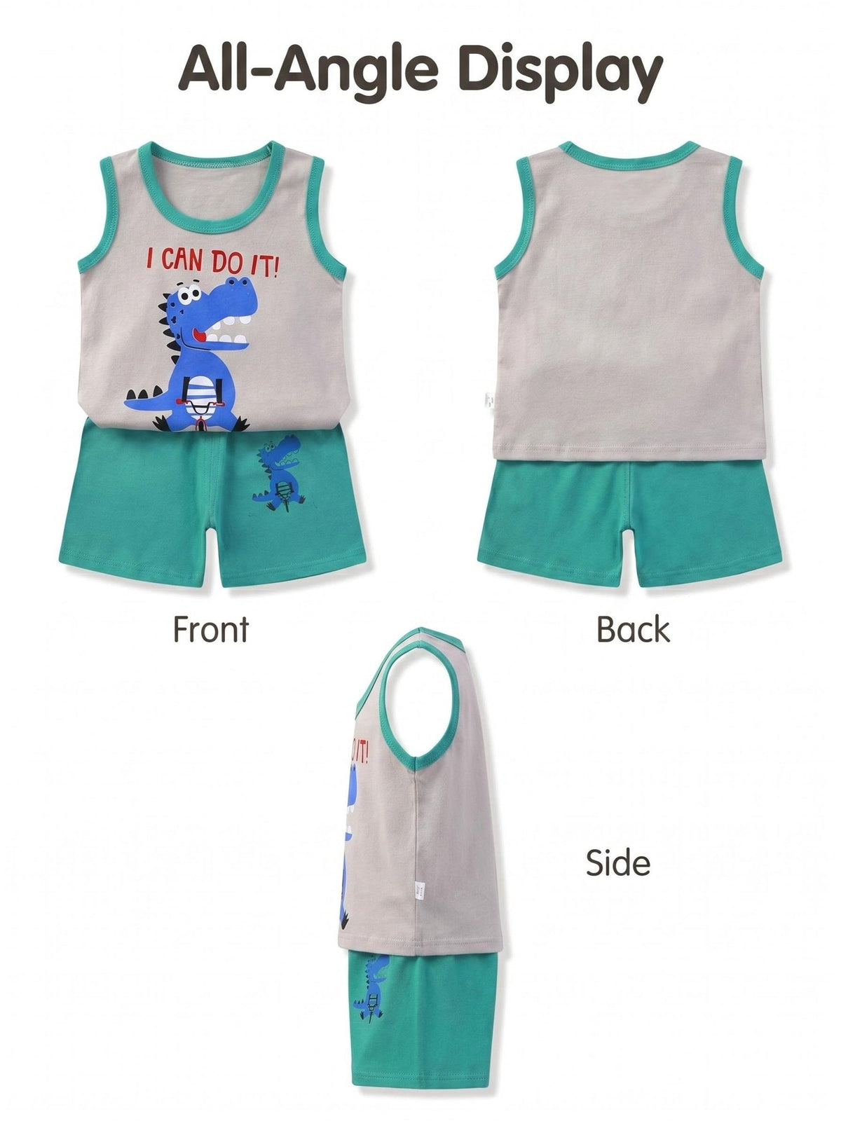 Boys' Tank Shorts Sets in an 8-Piece Cartoon Animal Pack for Easy Summer Outfits and Everyday Changes