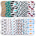 Baby Burp Cloths 12-Pack in Assorted Animal Prints, Contoured Shoulder Cloths with Cotton Outer Layers