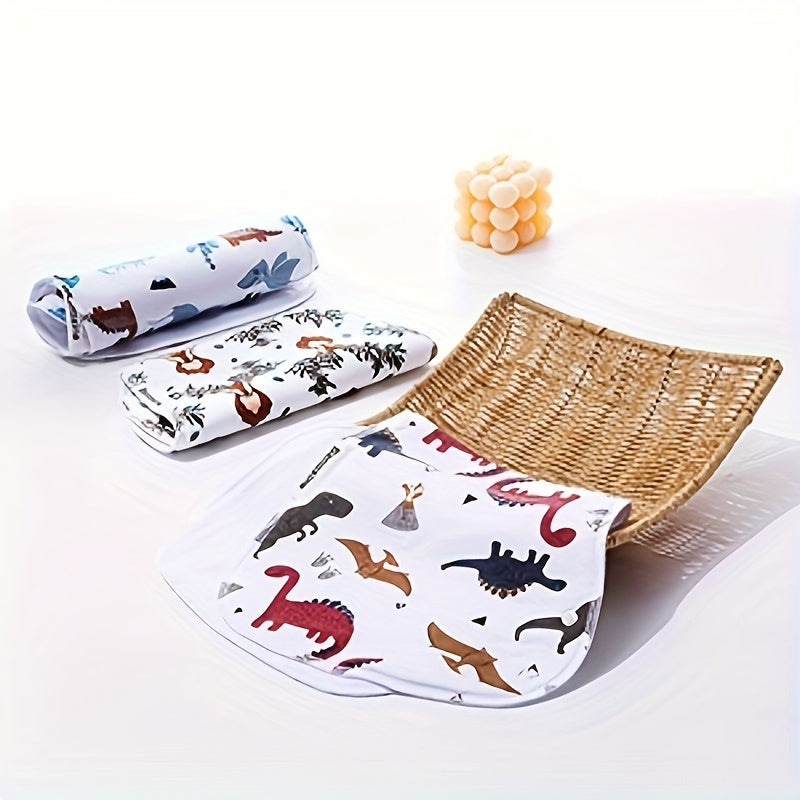 Baby Burp Cloths 12-Pack in Assorted Animal Prints, Contoured Shoulder Cloths with Cotton Outer Layers