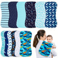 Baby Ocean Print Burp Cloths 12-Pack with Contoured Shoulder Coverage for Everyday Feeding and Burping