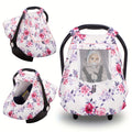 Baby Car Seat Cover, Minky a Zippered Mesh Window and Printed Outer Layer for Infant Carrier Outings