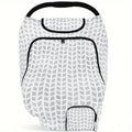 Baby Car Seat Canopy in Gray and White Geometric Print with Zip-Open Front Window and Carry Handle Opening