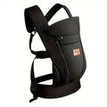 Baby Carrier with Wide Shoulder Straps and a Front Zip Pocket in Black or Dark Gray for Everyday Carrying