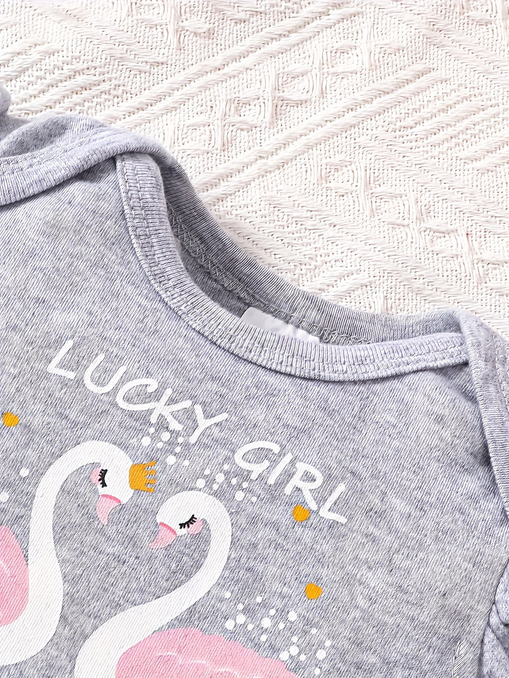 Baby Girl Swan Rompers Three Pack with Flutter Sleeve Details and Pink and Grey Designs for Summer Outfits