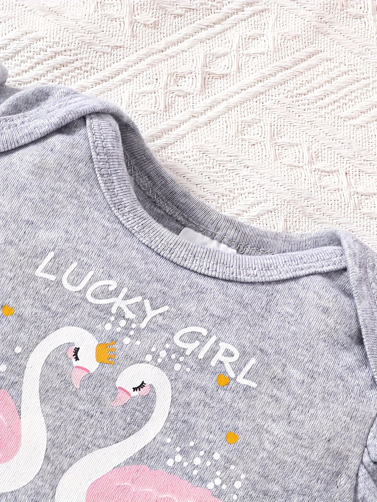 Baby Girl Swan Rompers Three Pack with Flutter Sleeve Details and Pink and Grey Designs for Summer Outfits