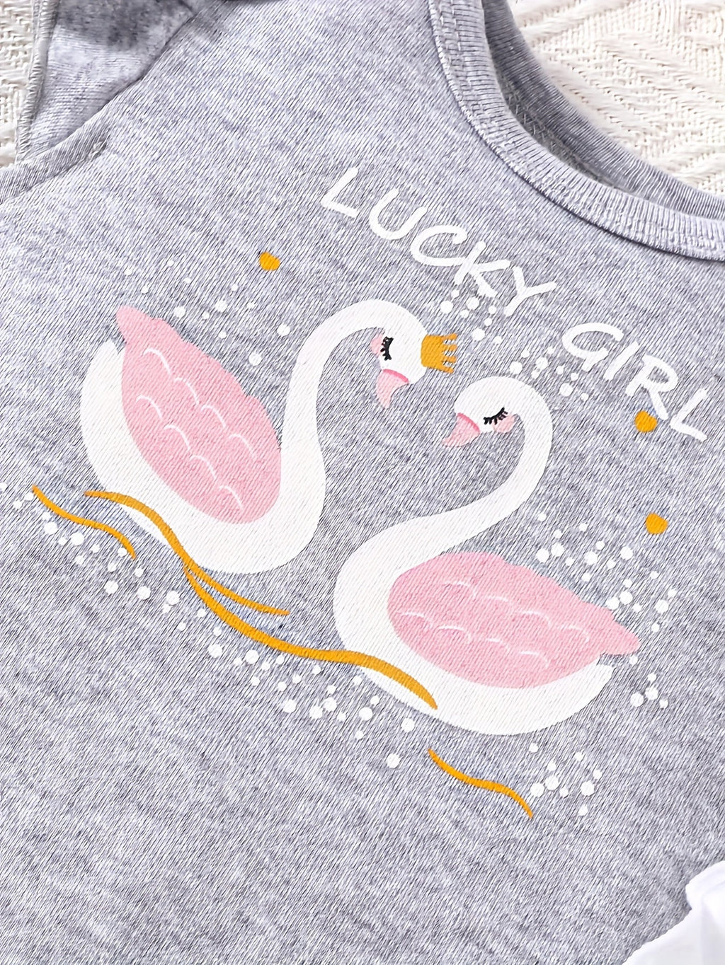 Baby Girl Swan Rompers Three Pack with Flutter Sleeve Details and Pink and Grey Designs for Summer Outfits