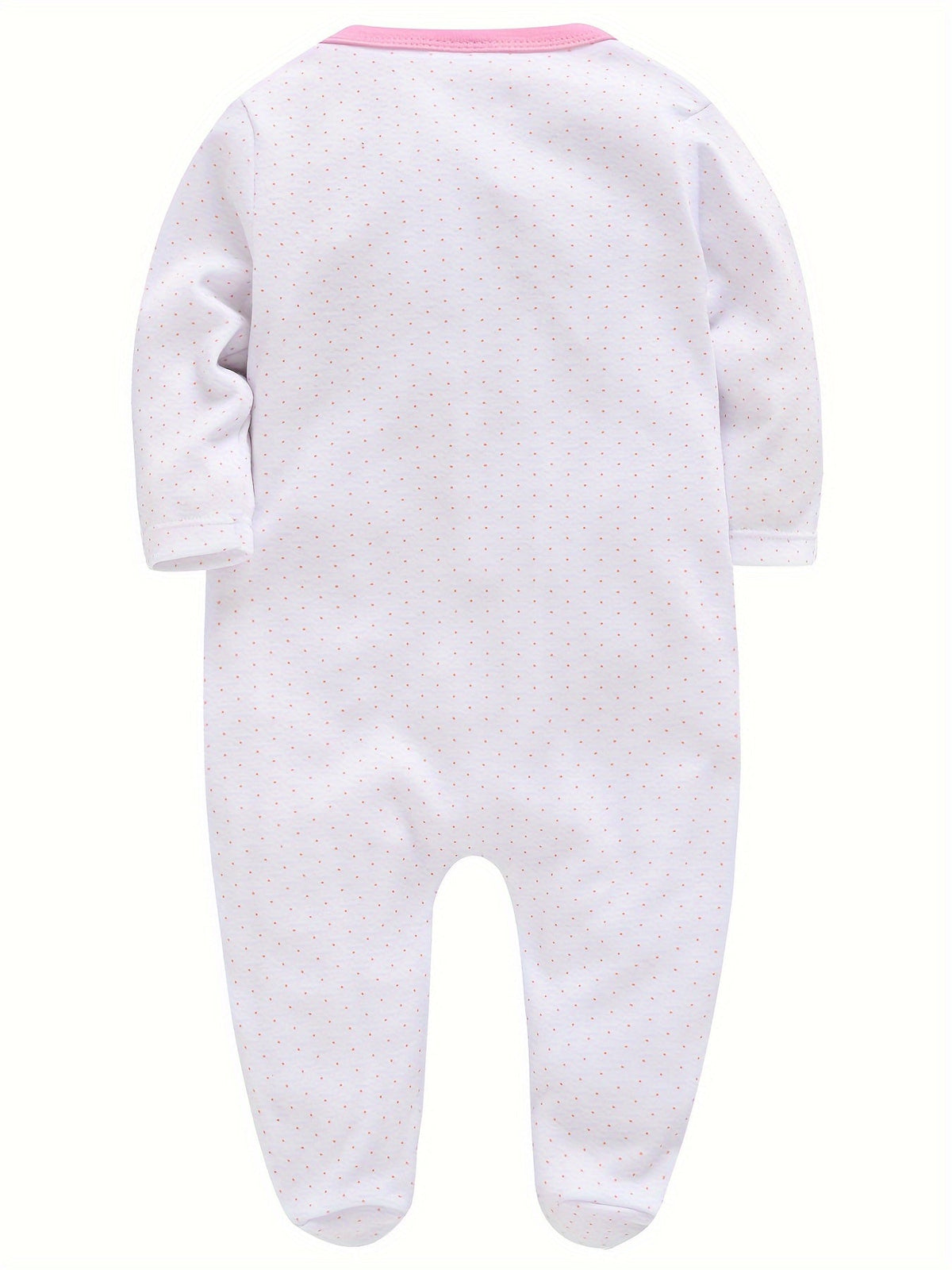 Baby Girls' Footed Rompers 3-Pack in Pink and White with Long Sleeves and Snap Fronts for Everyday Dressing