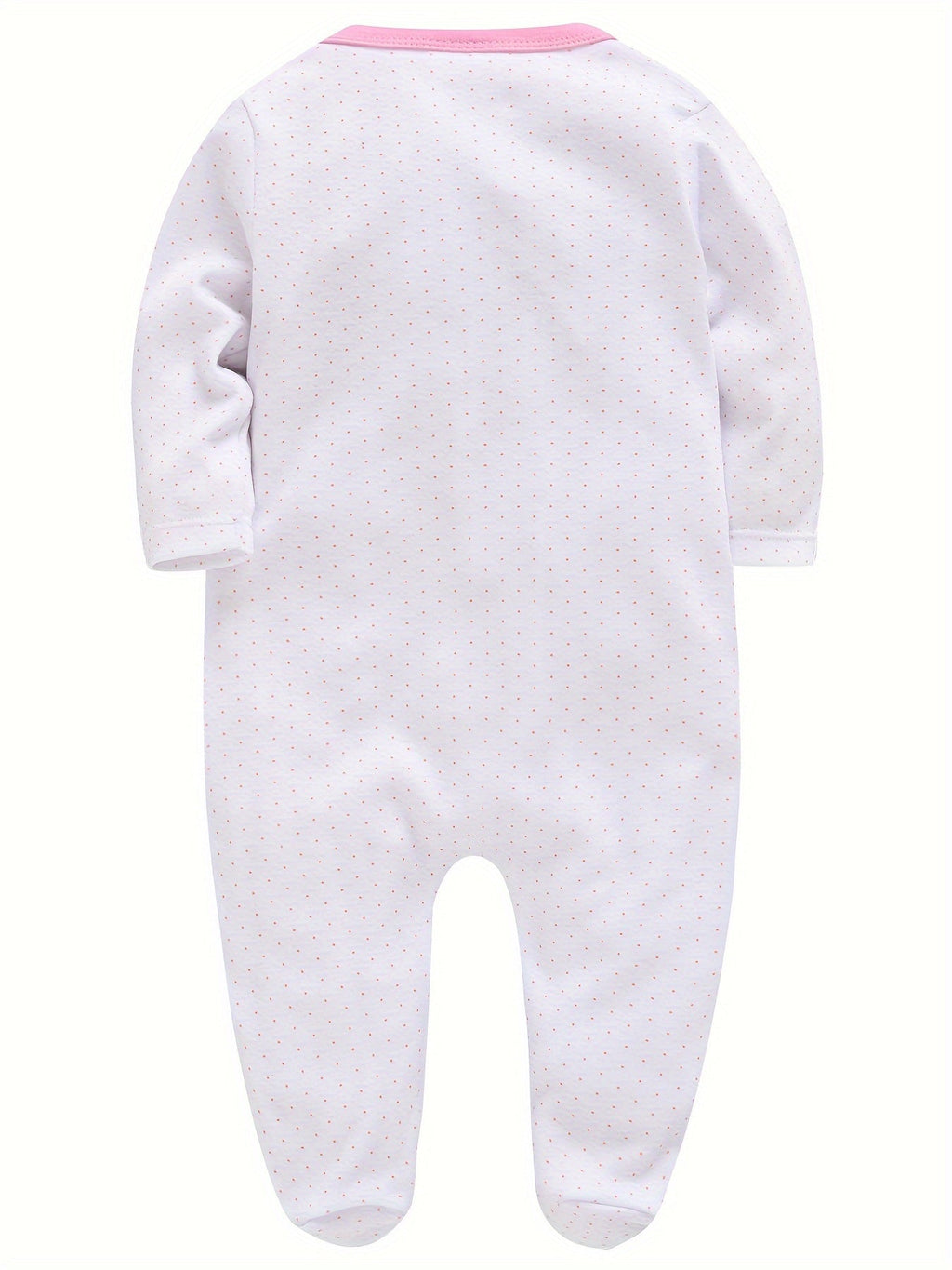 Baby Girls' Footed Rompers 3-Pack in Pink and White with Long Sleeves and Snap Fronts for Everyday Dressing