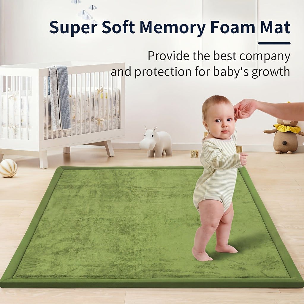 Cushioned Baby Play Mat with a Coral Velvet Surface and 1.1-Inch Memory Foam for Comfortable Floor Time