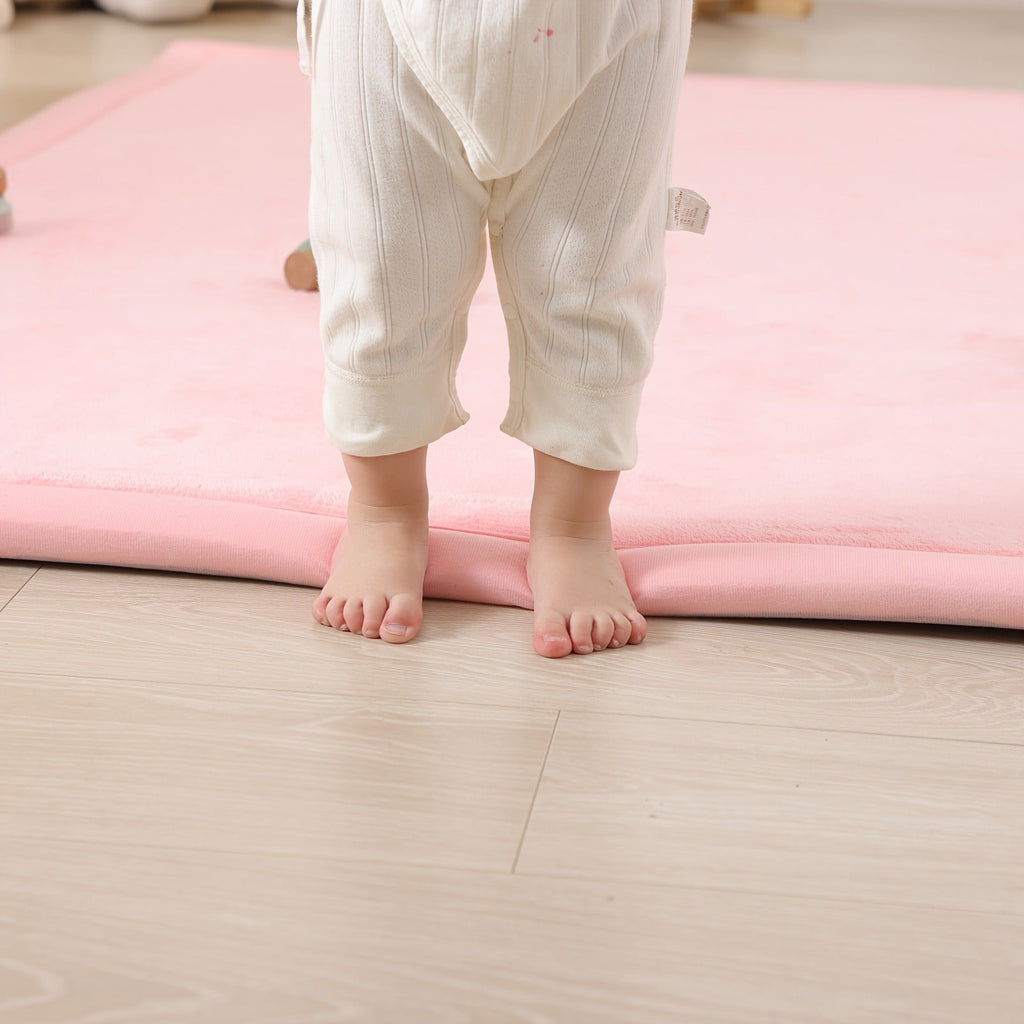 Cushioned Baby Play Mat with a Coral Velvet Surface and 1.1-Inch Memory Foam for Comfortable Floor Time