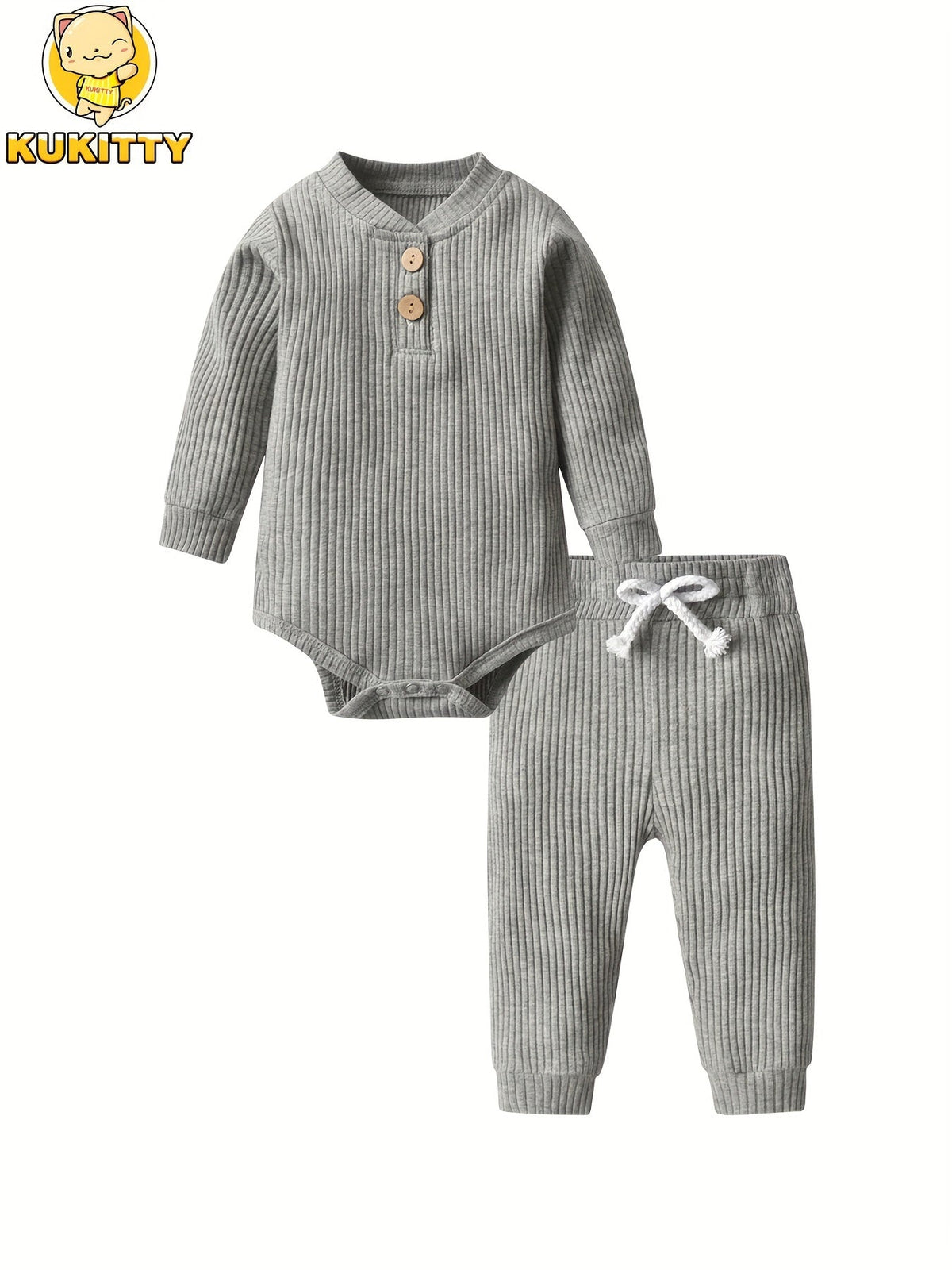 Baby Solid Color Outfit Set - Long Sleeve