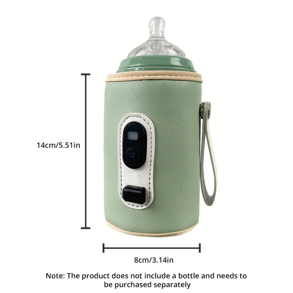 USB Bottle Warmer Sleeve with a Digital Temperature Display and Carry Loop in Green or Pink
