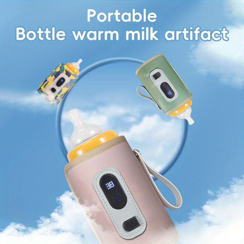 USB Bottle Warmer Sleeve with a Digital Temperature Display and Carry Loop in Green or Pink