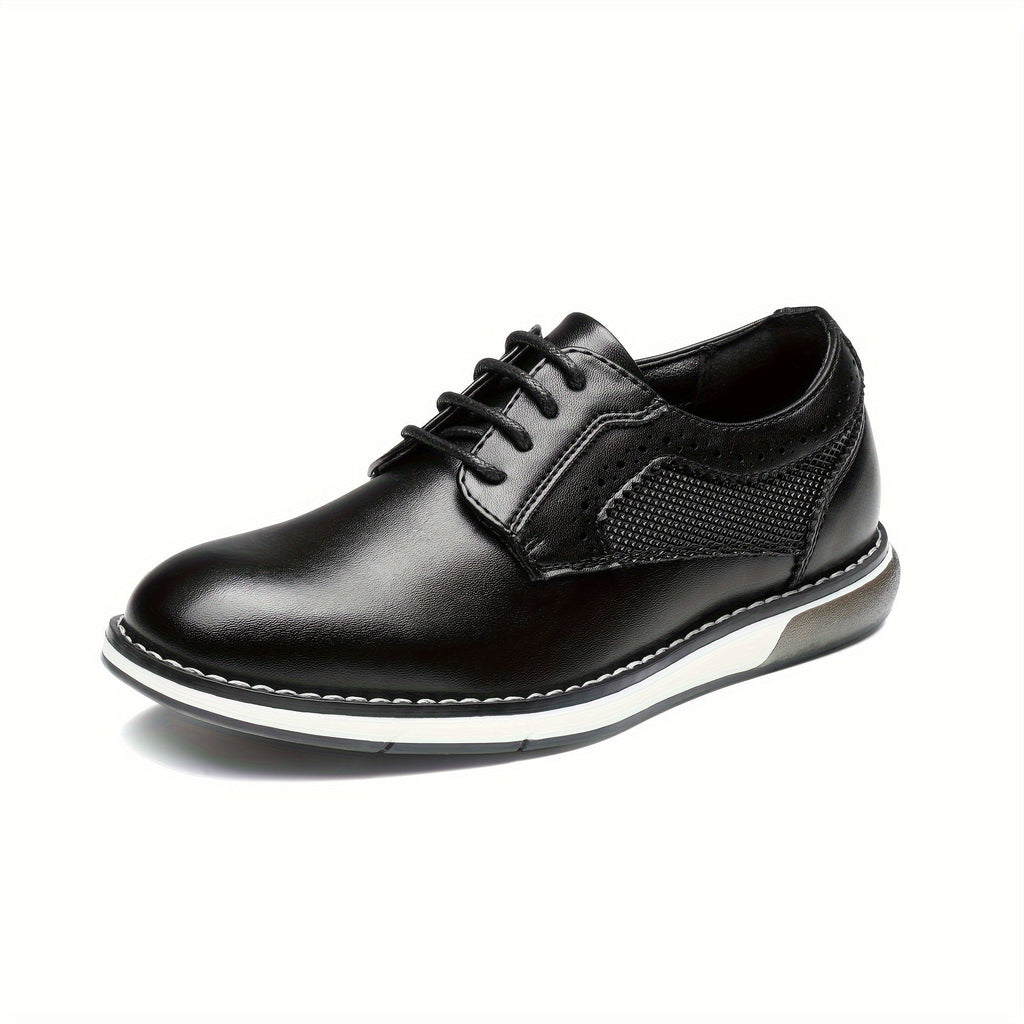 Boys' Lace-Up Oxford Shoes with Perforated Side Panels and Contrast Sole Trim for School and Dress Outfits