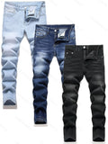 Boys' Slim Fit Jeans 3-Pack in Light Blue, Dark Blue and Black Washes for Everyday Casual Outfits