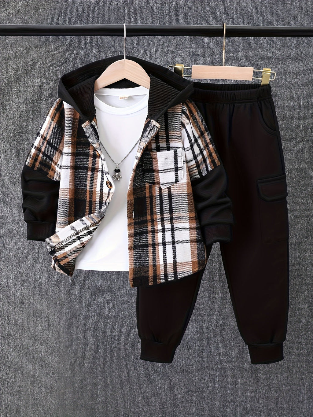 Boys' Plaid Outfit Set - Long Sleeve Winter