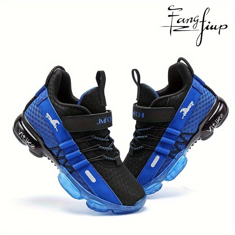 Boys Running Shoes - Breathable Mesh & Lightweight – Red / Royal Blue