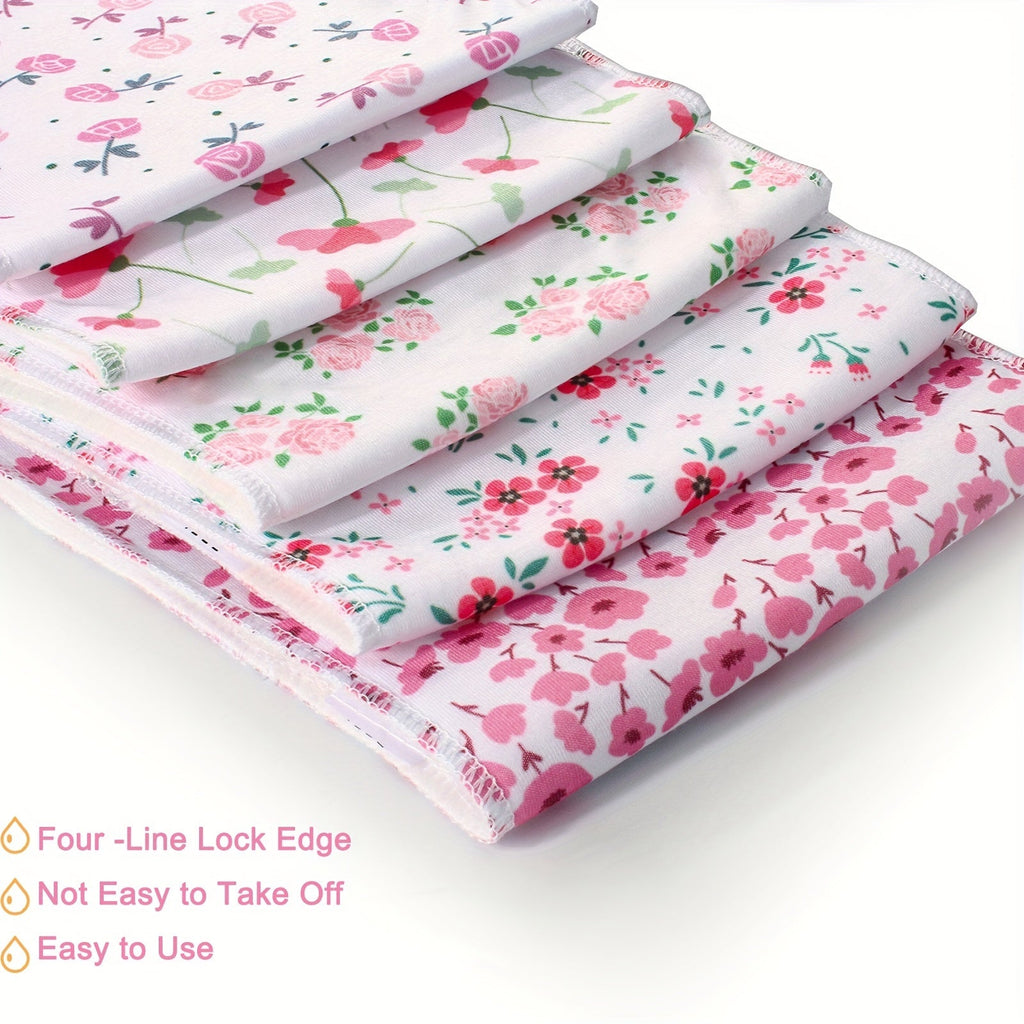 Baby Burp Cloths 10-Pack in Mixed Floral and Animal Prints with Curved Edges for Everyday Shoulder Coverage