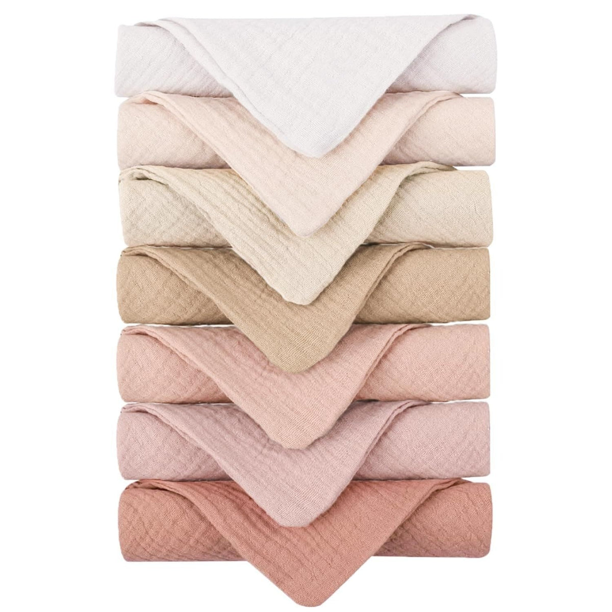 Muslin Baby Washcloths in a Seven Pack of 11 Inch Squares for Bathing, Face Wiping and Daily Care