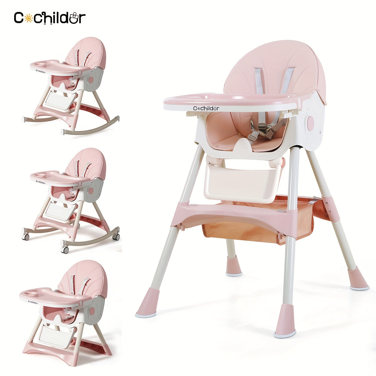 Folding Baby High Chair with an Adjustable Backrest and Feeding Tray for Supervised Mealtimes