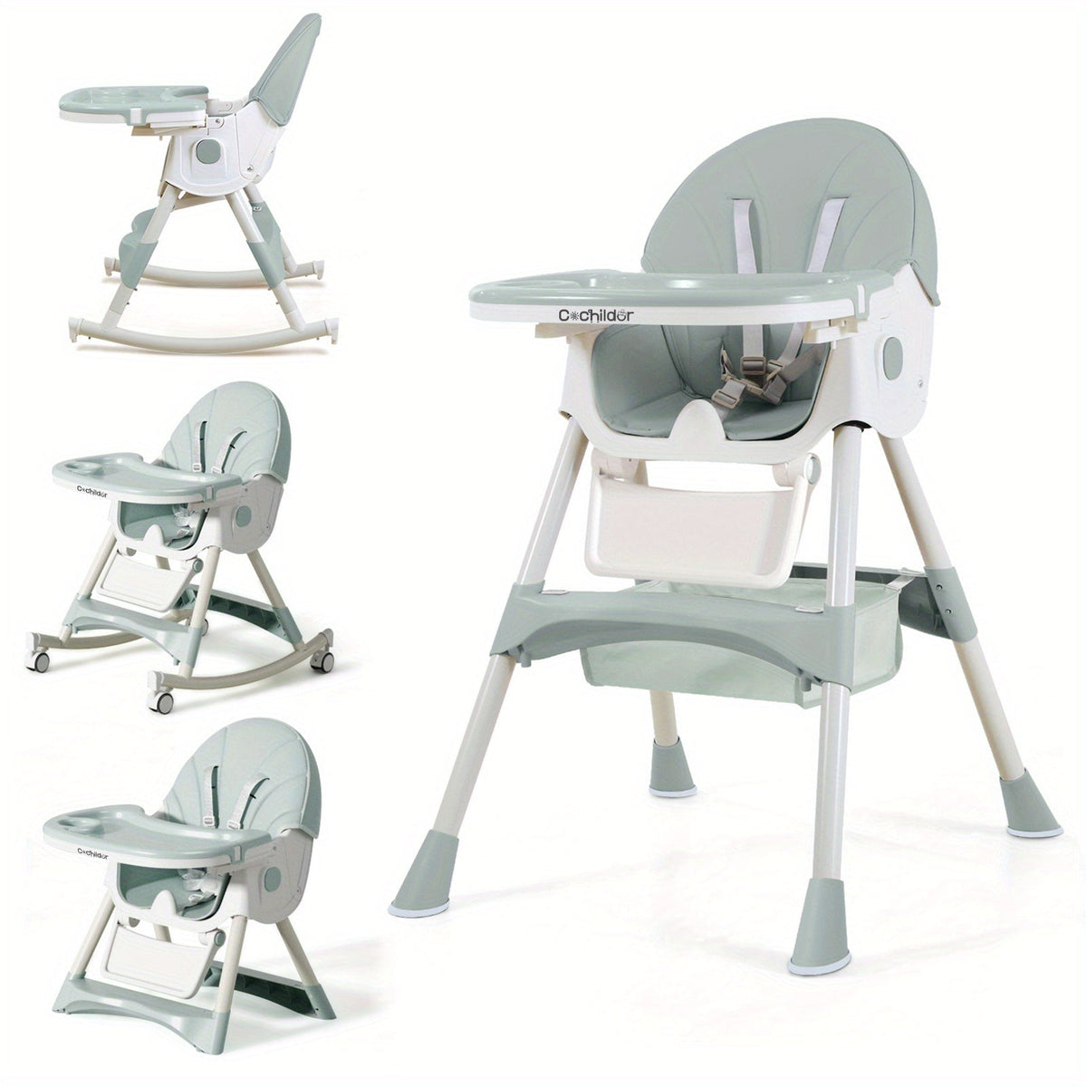 Folding Baby High Chair with an Adjustable Backrest and Feeding Tray for Supervised Mealtimes