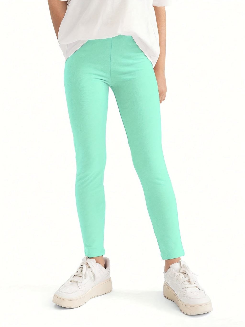 Girls' Six Pack Bright Color Leggings in Stretch Knit with Elastic Waists for Play and Everyday Layering