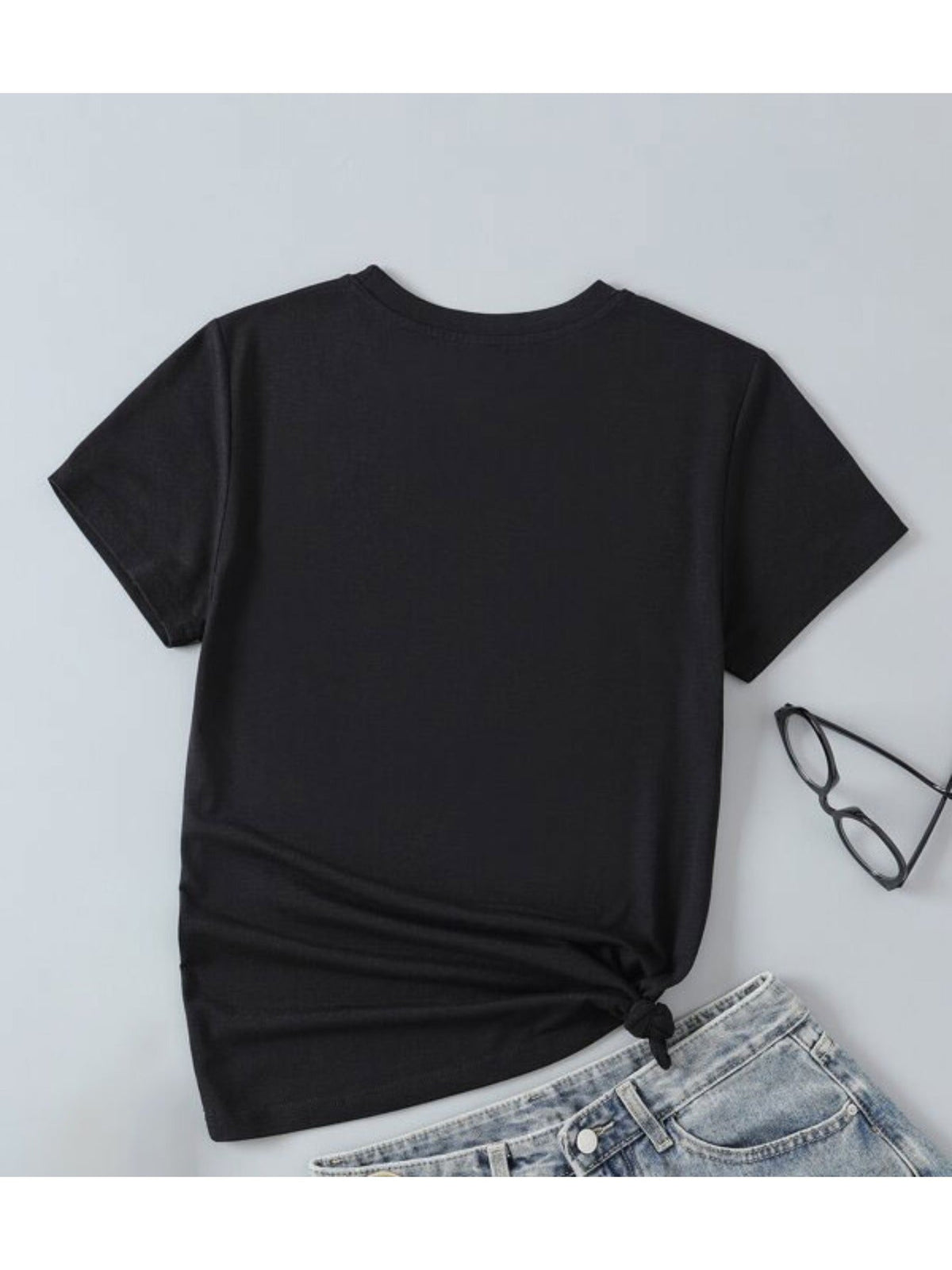 Girls' Sunshine and Little Hurricane T-Shirt in Black with Colorful Lettering for Summer Casual Wear