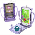 Food Pouch Holder Two-Pack with Easy-Grip Handles and an Adjustable Support for Kids Juice Boxes and Snacks