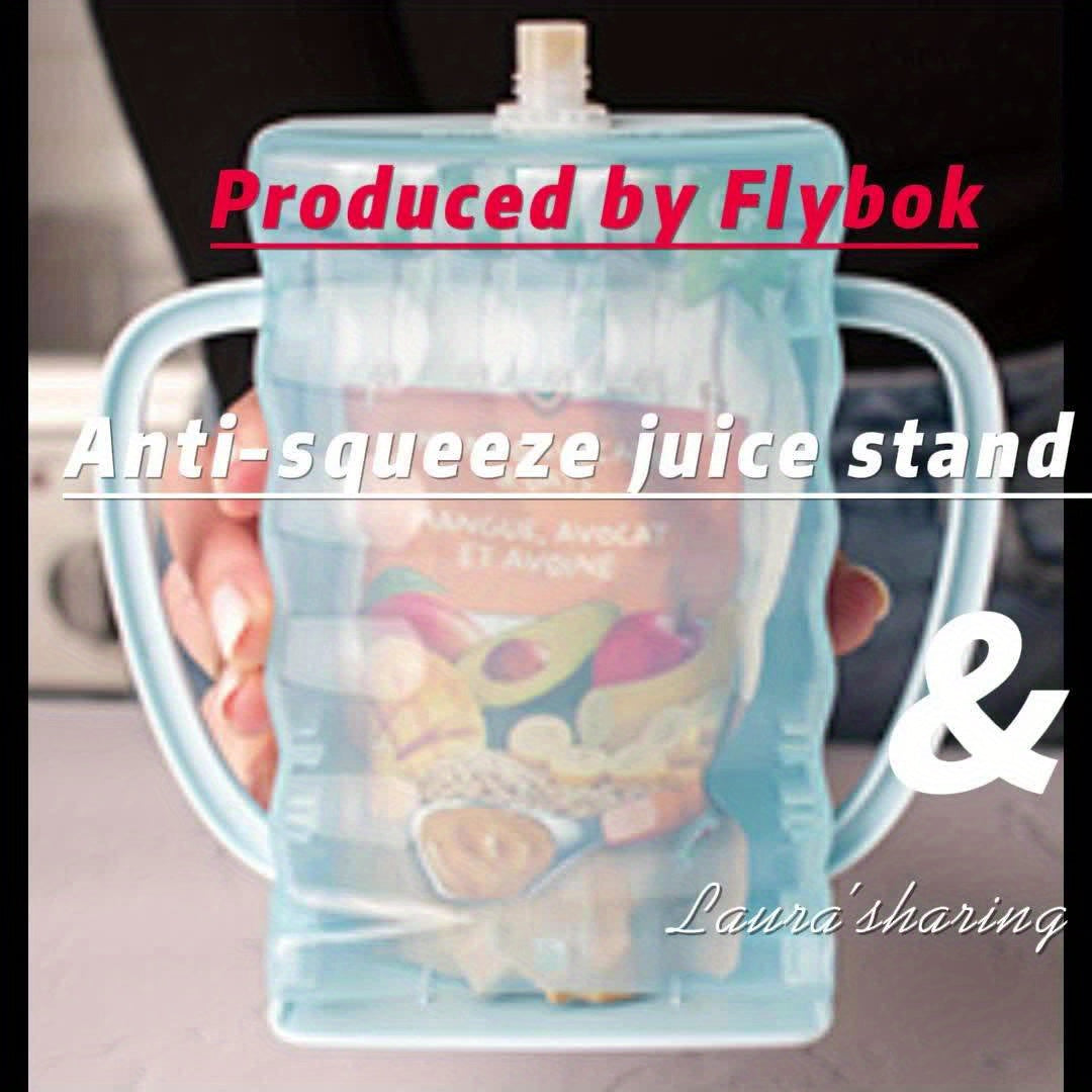 Food Pouch Holder Two-Pack with Easy-Grip Handles and an Adjustable Support for Kids Juice Boxes and Snacks