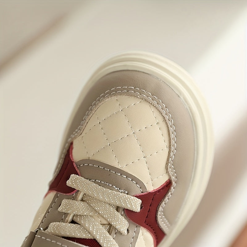Kids' Casual Sneakers with Quilted Toe Panels and Instep Straps in Pink, Black or Red Everyday Styles