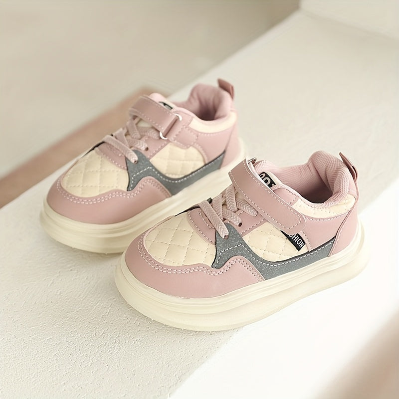 Kids' Casual Sneakers with Quilted Toe Panels and Instep Straps in Pink, Black or Red Everyday Styles