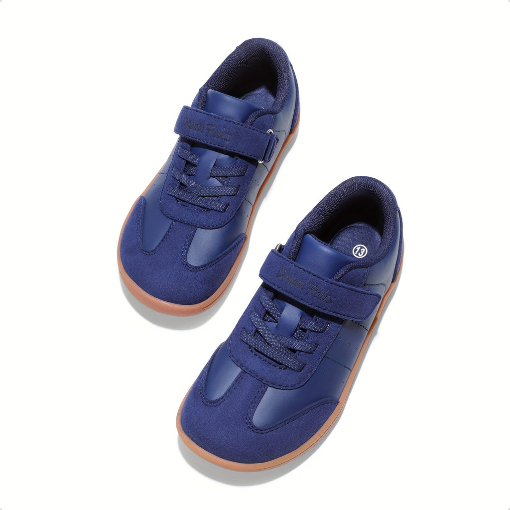 Kids Wide Toe Sneakers with Hook-and-Loop Straps and Low-Drop Soles for Everyday Casual Walking