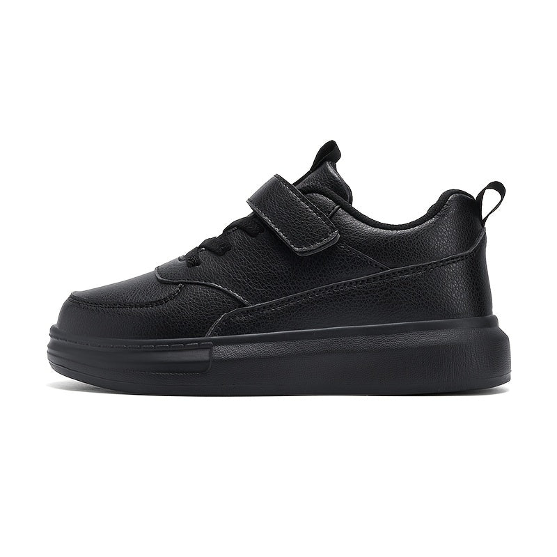 Kids Strap Sneakers with Tonal Panels and Rear Pull Tabs in Black or White for Everyday School Outfits