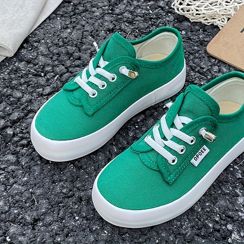 Kids' Low Top Canvas Sneakers with White Laces and Contrast Soles in Black or Red for Casual Outfits