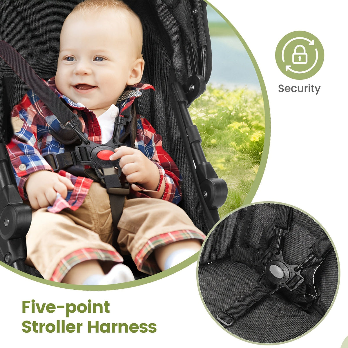 Lightweight Umbrella Stroller with a Compact Folding Frame and Sun Canopy in Dark Green, Pink or Gray