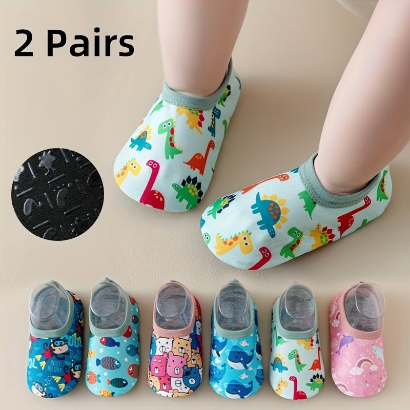 Toddler Sock Shoes in a Two Pair Pack with Animal Prints and Soft Soles for Everyday Indoor Wear
